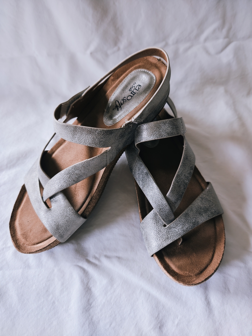 RuroSoft Aerosoles Women's Grey Strappy Comfort Sandals Size 9.5